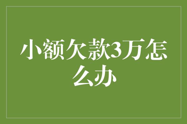 小额欠款3万怎么办