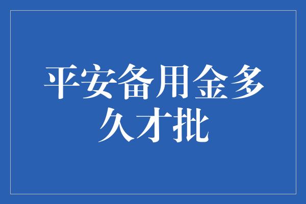 平安备用金多久才批