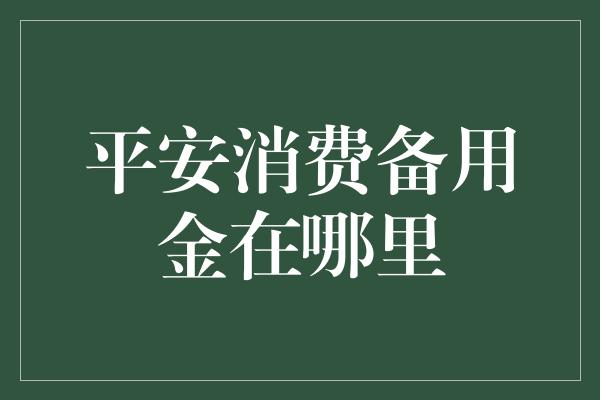 平安消费备用金在哪里