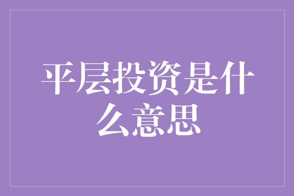 平层投资是什么意思