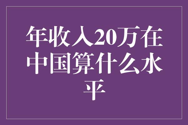 年收入20万在中国算什么水平