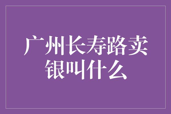 广州长寿路卖银叫什么