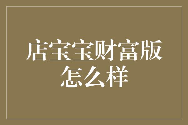 店宝宝财富版怎么样