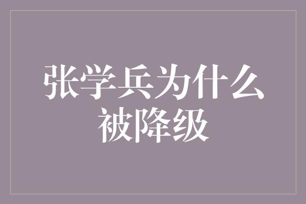 张学兵为什么被降级