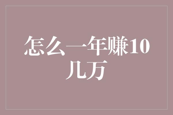 怎么一年赚10几万