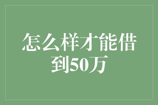 怎么样才能借到50万