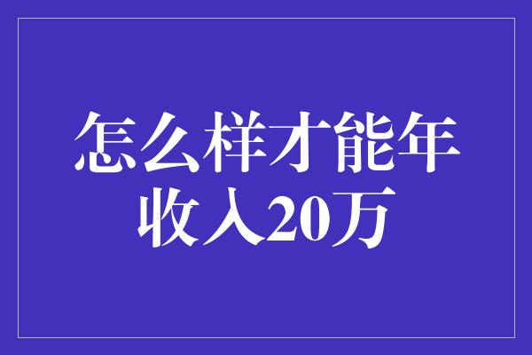 怎么样才能年收入20万