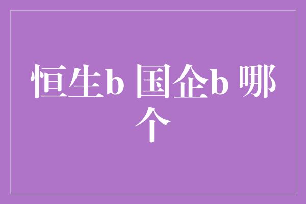 恒生b 国企b 哪个