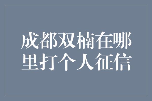 成都双楠在哪里打个人征信