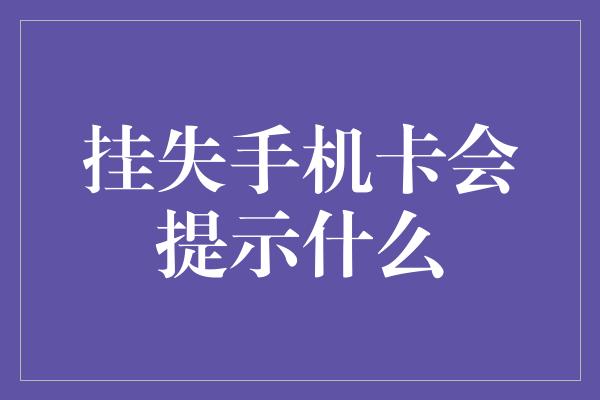 挂失手机卡会提示什么