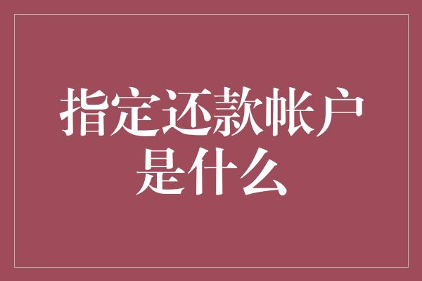 指定还款帐户是什么