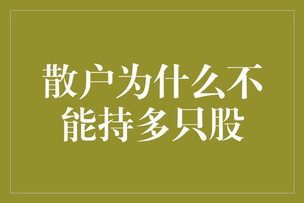 散户为什么不能持多只股