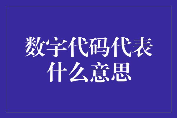 数字代码代表什么意思