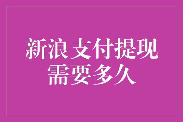 新浪支付提现需要多久