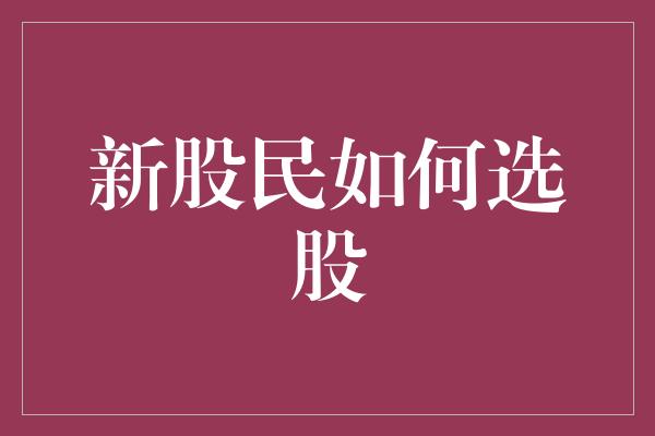 新股民如何选股