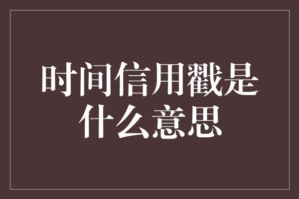 时间信用戳是什么意思