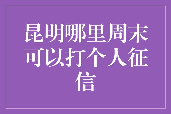 昆明哪里周末可以打个人征信