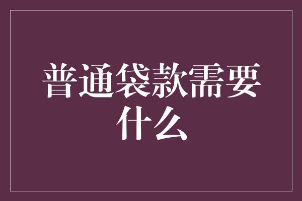 普通袋款需要什么