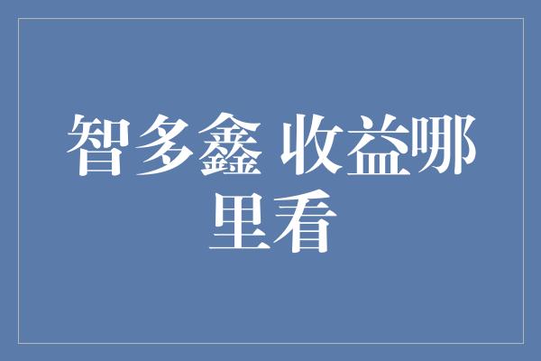 智多鑫 收益哪里看