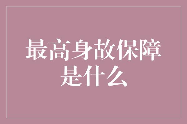 最高身故保障是什么