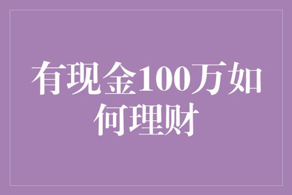 有现金100万如何理财