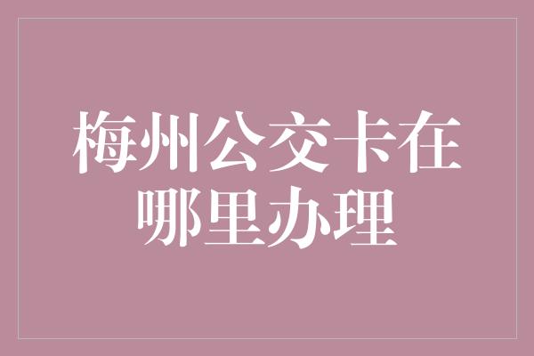 梅州公交卡在哪里办理