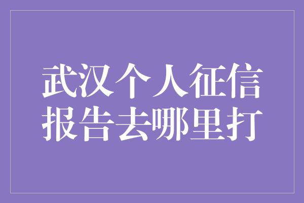 武汉个人征信报告去哪里打