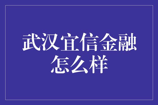 武汉宜信金融怎么样