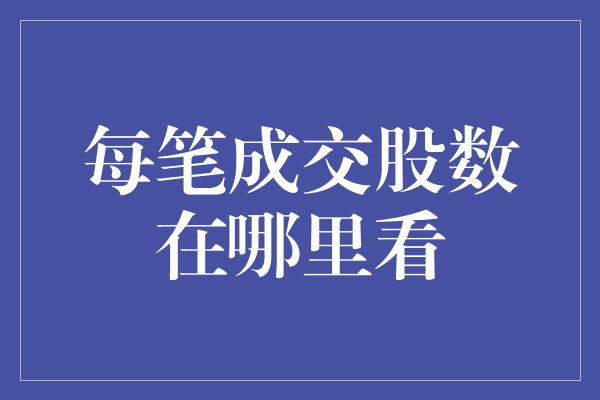 每笔成交股数在哪里看