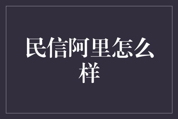 民信阿里怎么样