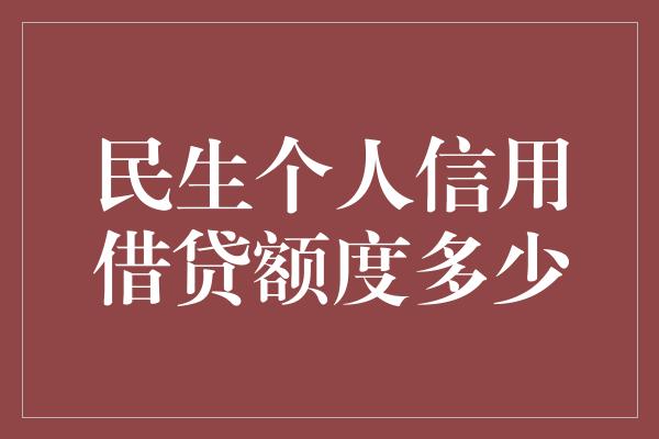 民生个人信用借贷额度多少