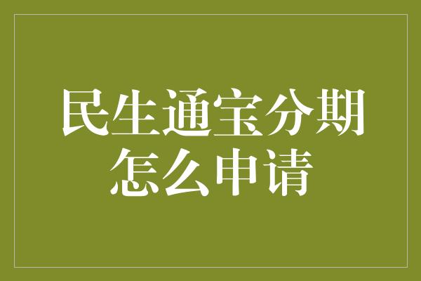 民生通宝分期怎么申请