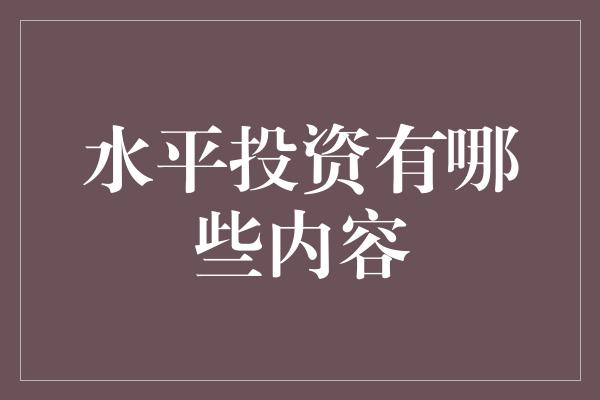 水平投资有哪些内容