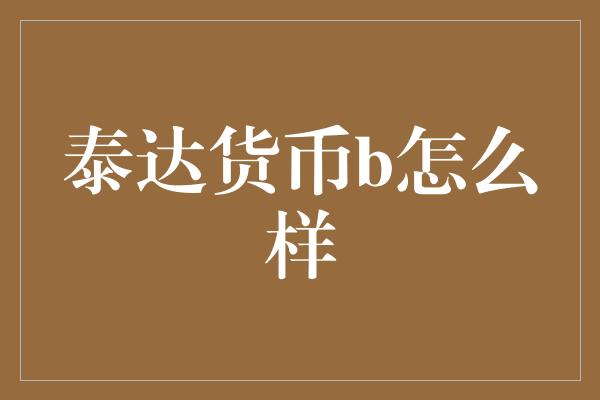 泰达货币b怎么样