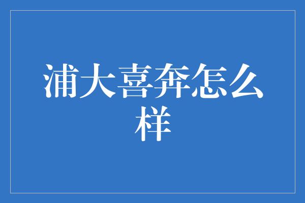 浦大喜奔怎么样