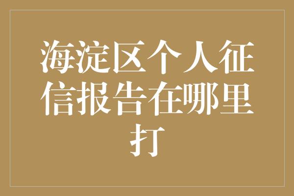 海淀区个人征信报告在哪里打