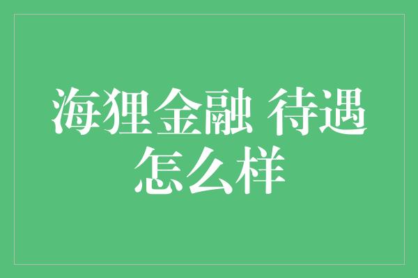 海狸金融 待遇怎么样