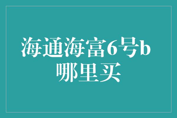 海通海富6号b 哪里买