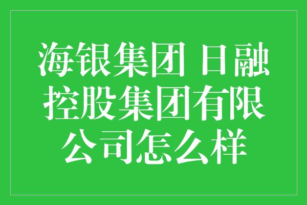 海银集团 日融控股集团有限公司怎么样