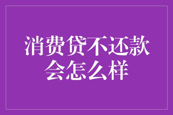 消费贷不还款会怎么样