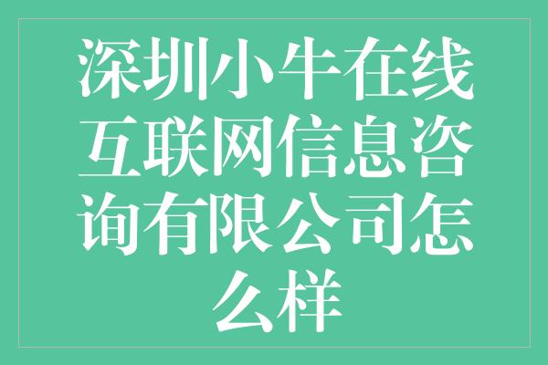 深圳小牛在线互联网信息咨询有限公司怎么样