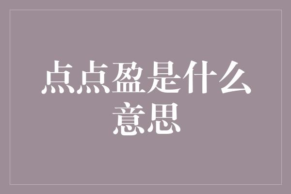 点点盈是什么意思