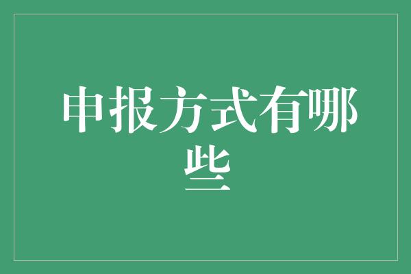 申报方式有哪些