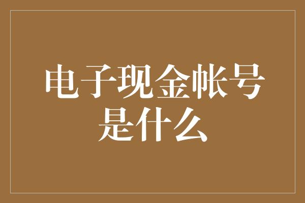 电子现金帐号是什么