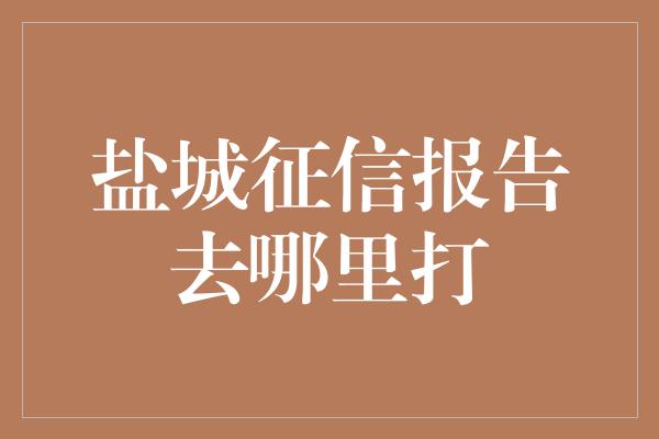 盐城征信报告去哪里打