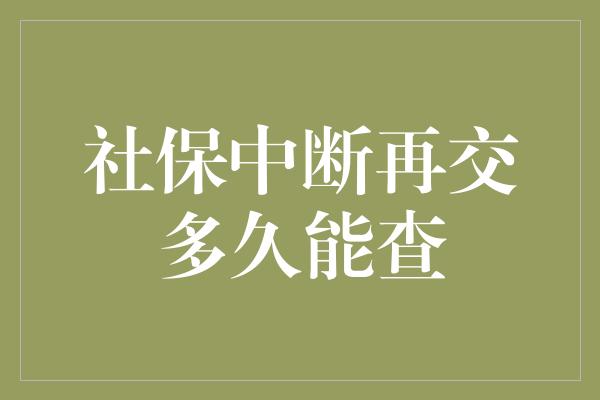 社保中断再交多久能查