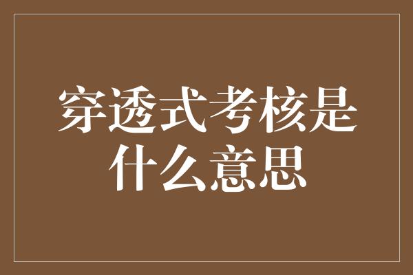 穿透式考核是什么意思