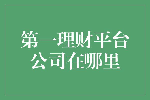 第一理财平台公司在哪里