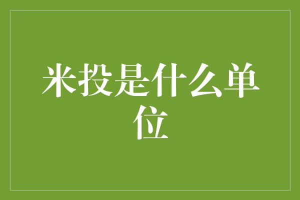 米投是什么单位