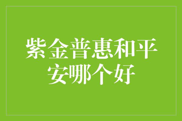 紫金普惠和平安哪个好